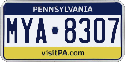 PA license plate MYA8307