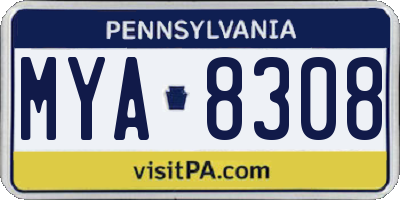 PA license plate MYA8308