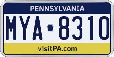 PA license plate MYA8310