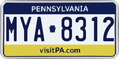PA license plate MYA8312