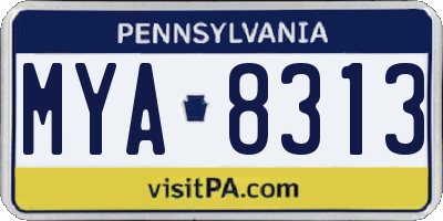 PA license plate MYA8313