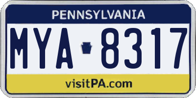 PA license plate MYA8317