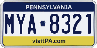PA license plate MYA8321