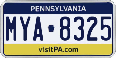 PA license plate MYA8325