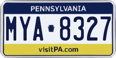 PA license plate MYA8327