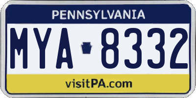 PA license plate MYA8332