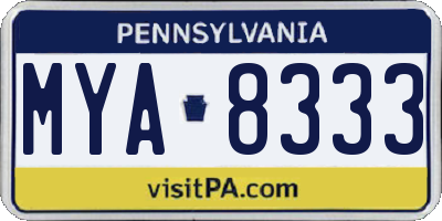 PA license plate MYA8333