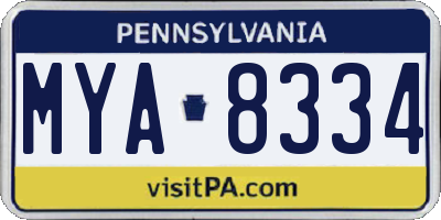 PA license plate MYA8334
