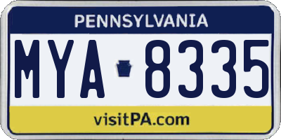 PA license plate MYA8335