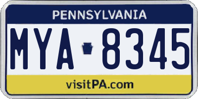 PA license plate MYA8345