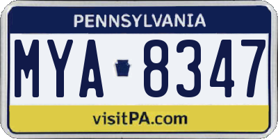 PA license plate MYA8347