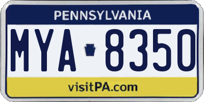 PA license plate MYA8350