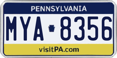 PA license plate MYA8356