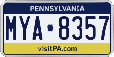 PA license plate MYA8357