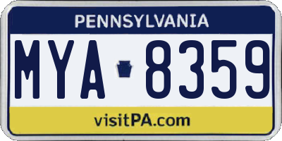 PA license plate MYA8359
