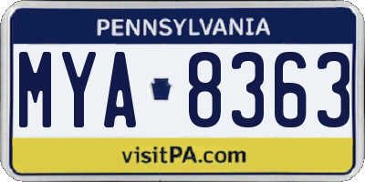 PA license plate MYA8363
