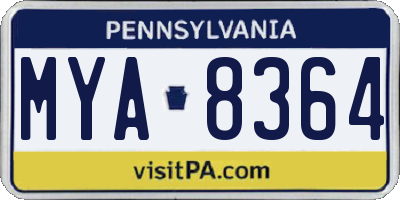 PA license plate MYA8364