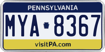 PA license plate MYA8367