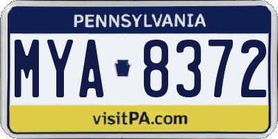 PA license plate MYA8372