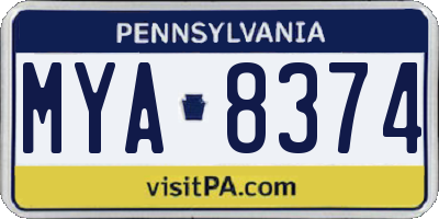 PA license plate MYA8374