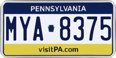 PA license plate MYA8375