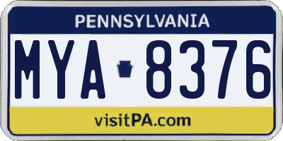 PA license plate MYA8376