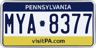 PA license plate MYA8377