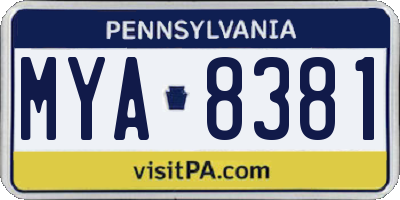 PA license plate MYA8381