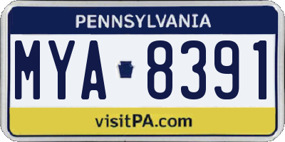 PA license plate MYA8391