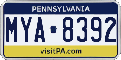 PA license plate MYA8392