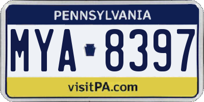 PA license plate MYA8397