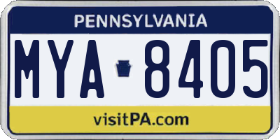 PA license plate MYA8405