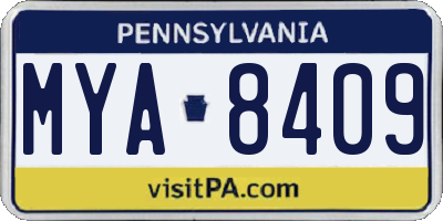 PA license plate MYA8409