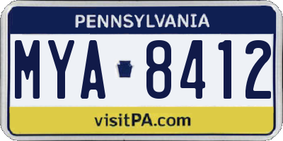 PA license plate MYA8412