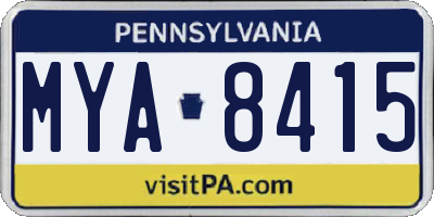 PA license plate MYA8415