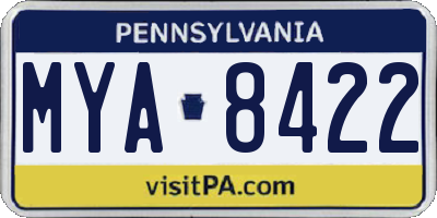PA license plate MYA8422