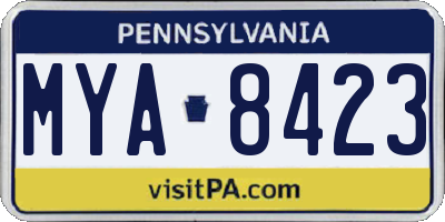 PA license plate MYA8423