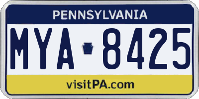 PA license plate MYA8425