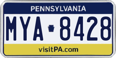 PA license plate MYA8428