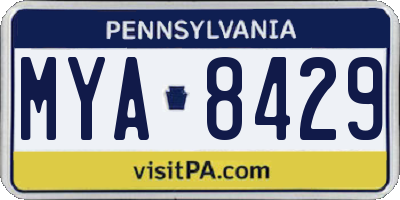 PA license plate MYA8429