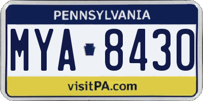 PA license plate MYA8430