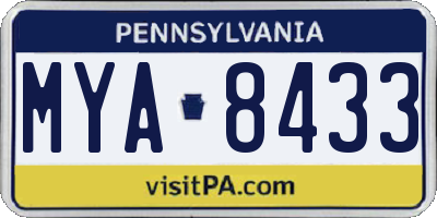 PA license plate MYA8433