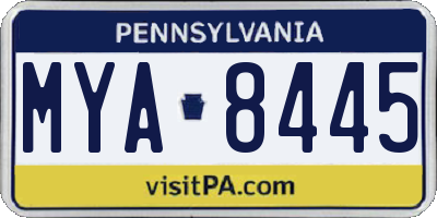 PA license plate MYA8445