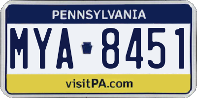 PA license plate MYA8451