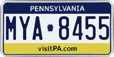 PA license plate MYA8455