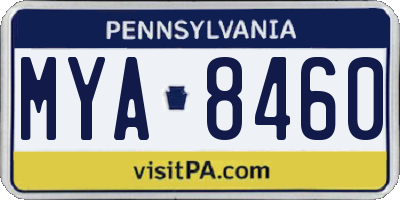 PA license plate MYA8460