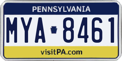 PA license plate MYA8461