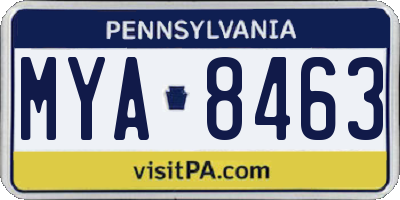 PA license plate MYA8463