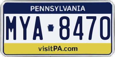 PA license plate MYA8470