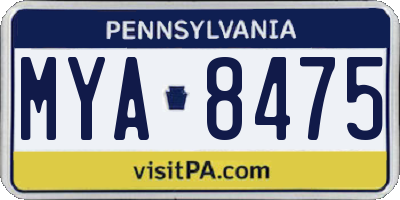 PA license plate MYA8475